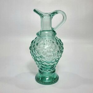 Italian 7" Aqua Blue Glass Grape Cluster Decanter Vinegar Oil Bottle Italy